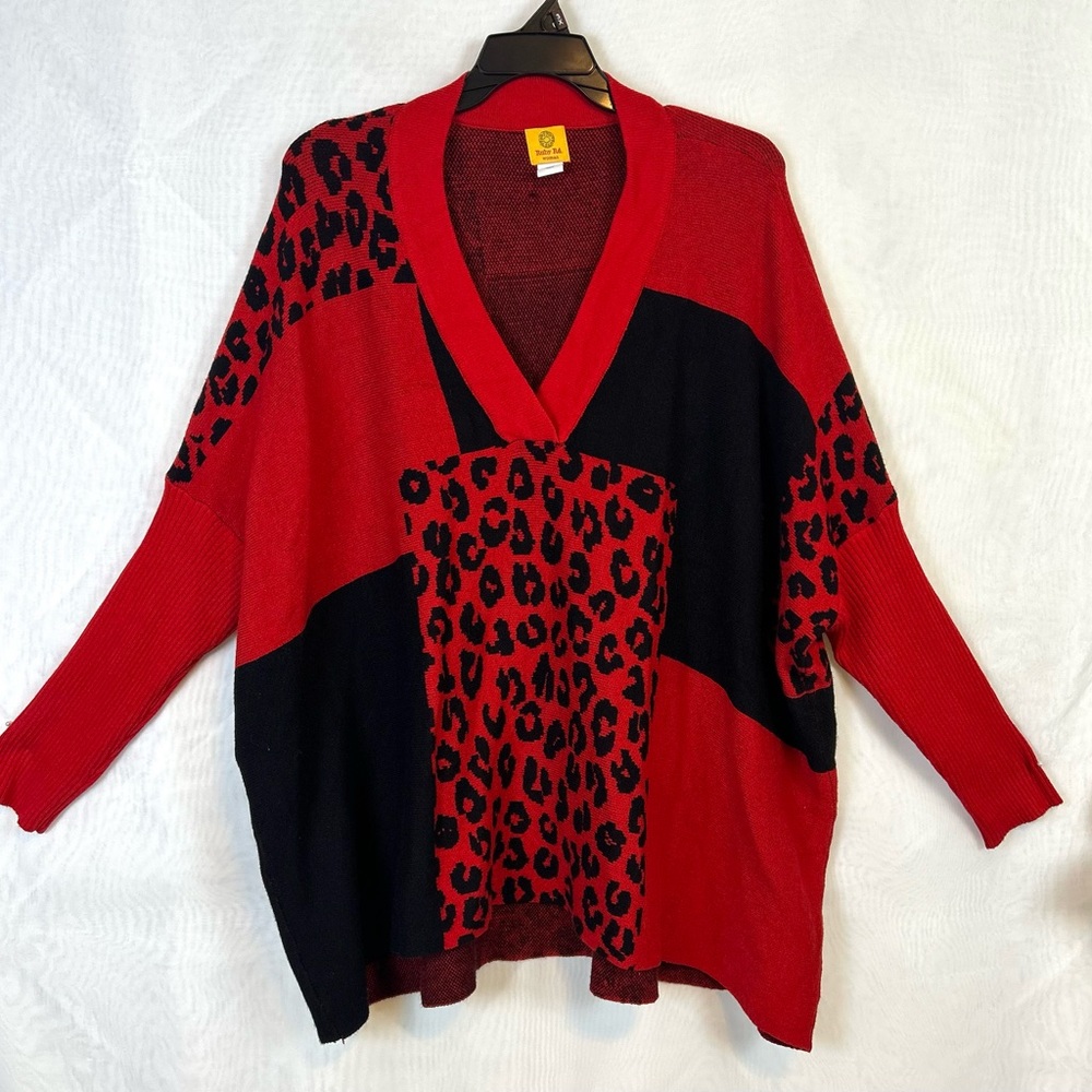Ruby Rd Woman’s Oversize Drop Shoulder Lipstick Red Sweater - Picture 3 of 9